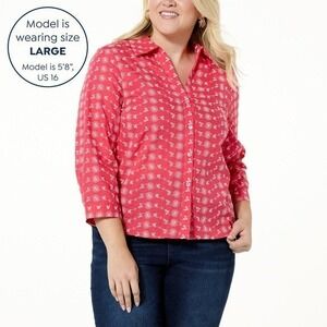 Jaclyn Smith Floral Eyelet Button-Up Top - 3X